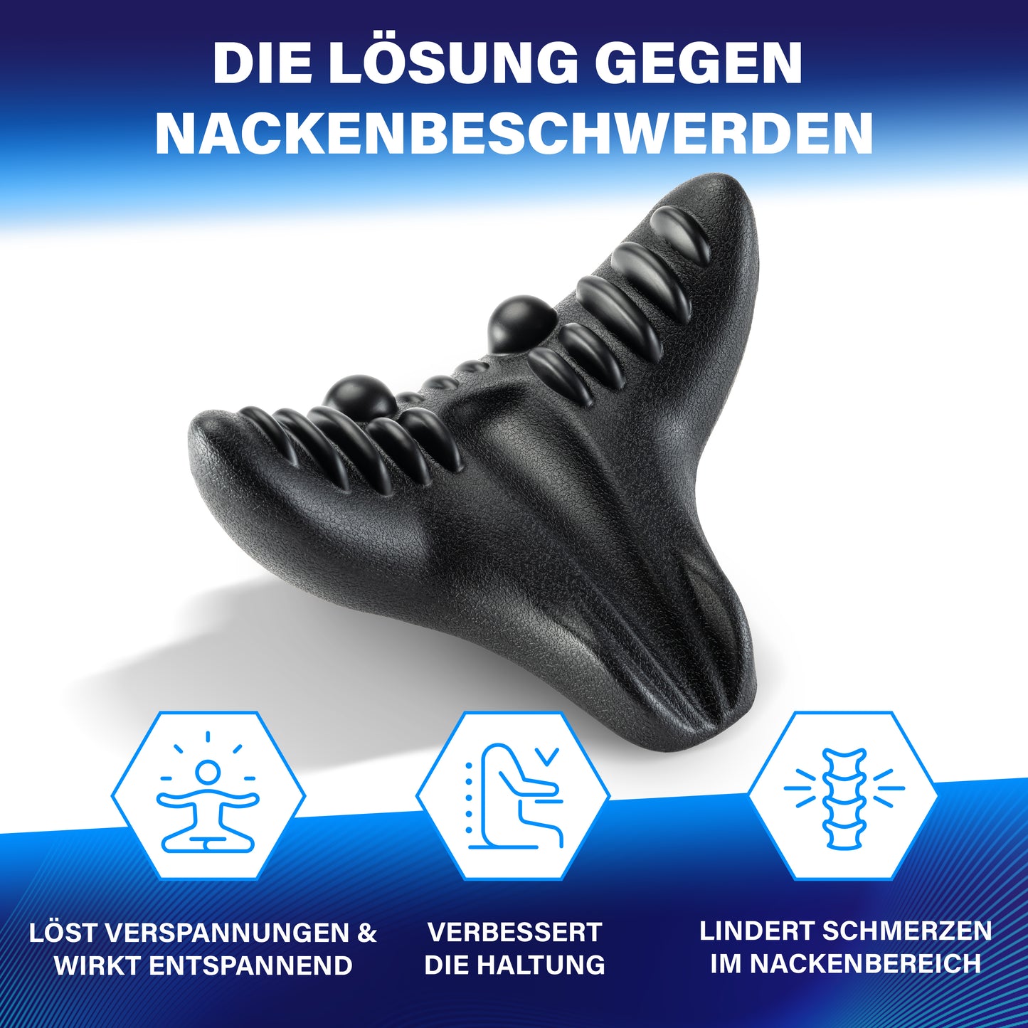 Schwarzer orthopädischer Nackenstrecker mit ergonomischem Design zur Lösung von Verspannungen und Haltungskorrektur. - Healthfix - Nackenstrecker
