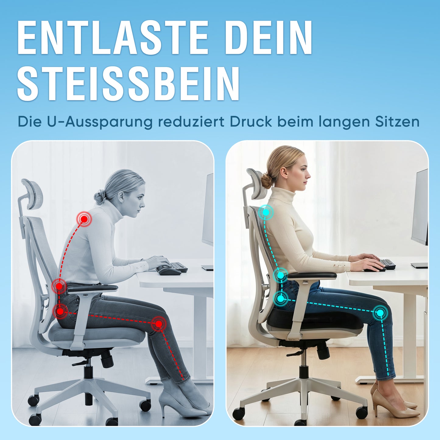 Orthopädisches Steißbeinkissen mit Honeycomb-Layer