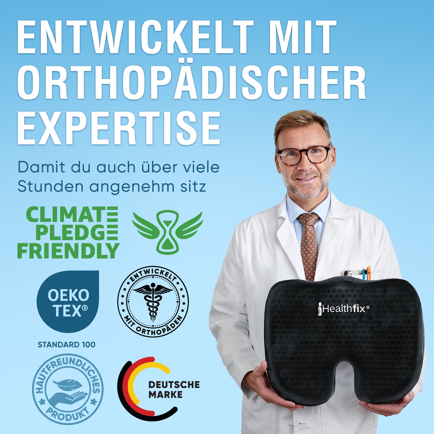 Orthopädisches Steißbeinkissen mit Honeycomb-Layer