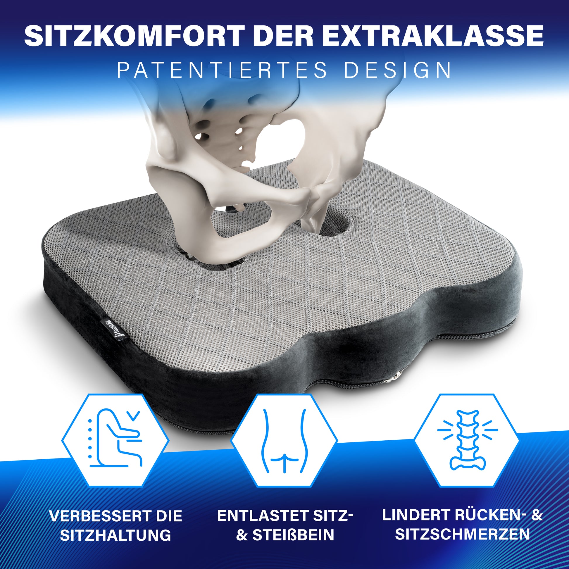 Orthopädisches Sitzkissen - Entlastung für Wirbelsäule und Rücken –  Healthfix
