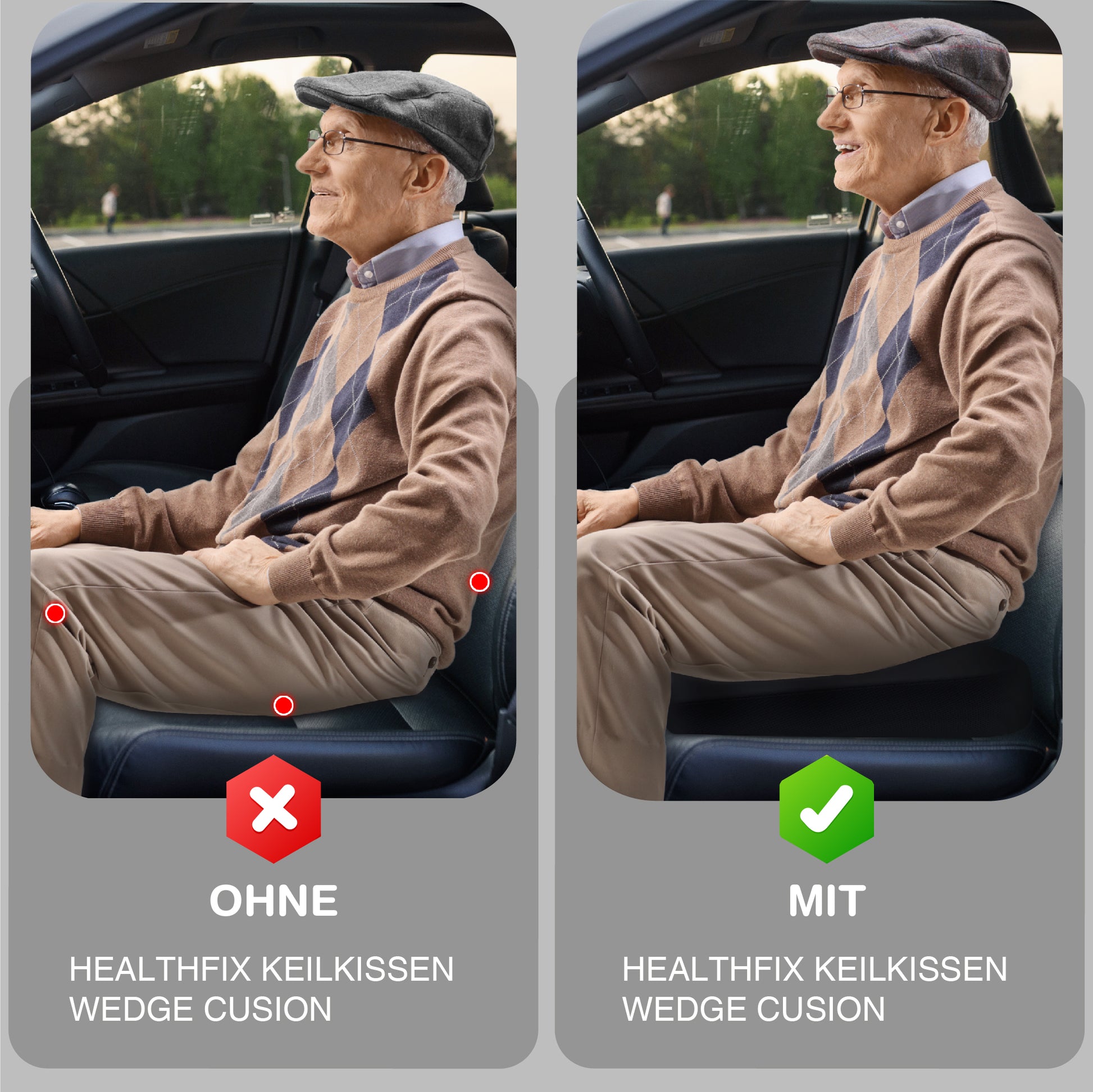 Healthfix® Keilkissen zur Verbesserung der Sitzhaltung - Bequemes